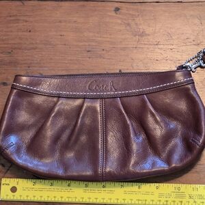 Coach Ashley Mahogany Leather Wristlet with Chain